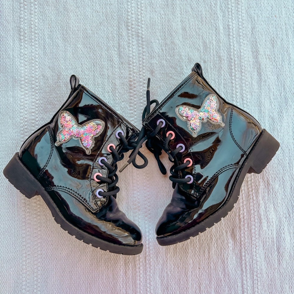 Jellypop girls black butterfly boots size 10m